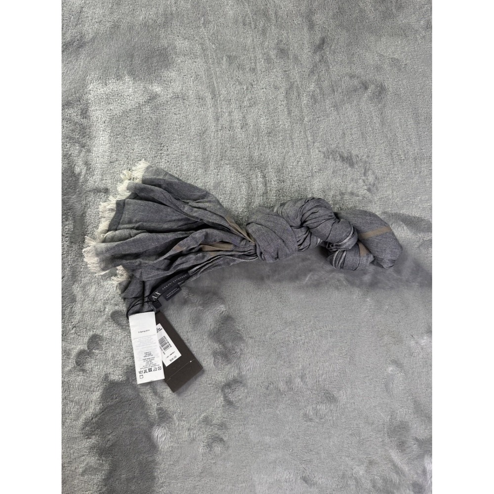 Armani Exchange E-SPRING-2014 Scarf OS Gray Fringed Frayed Hem NWT Mens
